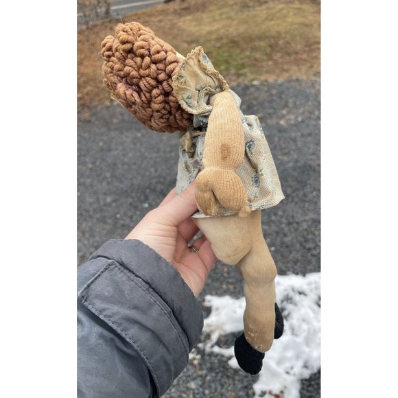 Antique Handmade Ragdoll Embroidered Face 20th C. Vintage Doll Rag Doll Cloth - Picture 6 of 15